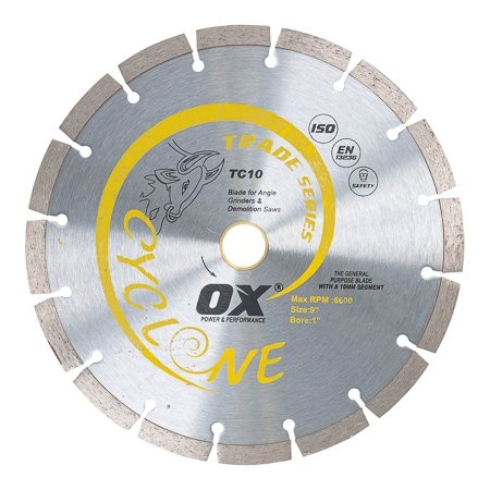Ox Tools Trade General Purpose / Concrete Diamond Blade, Diameter: 9" / 230mm, Bore: 7/8"-5/8" / 22mm-15mm OX-TC10-9